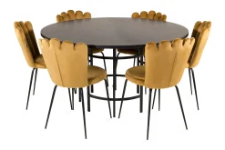 Furniture Fashion Spisegrupper-Copenhagen Spisegruppe med 6 Limhamn Spisestoler Gul Svart,Gul