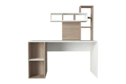 Kontorbord-Coralle Skrivebord 140 cm med Oppbevaringshyller Hvit