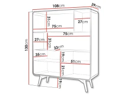 Hattehylle|Hjørnehylle-Corvan Bokhylle 130 cm brown