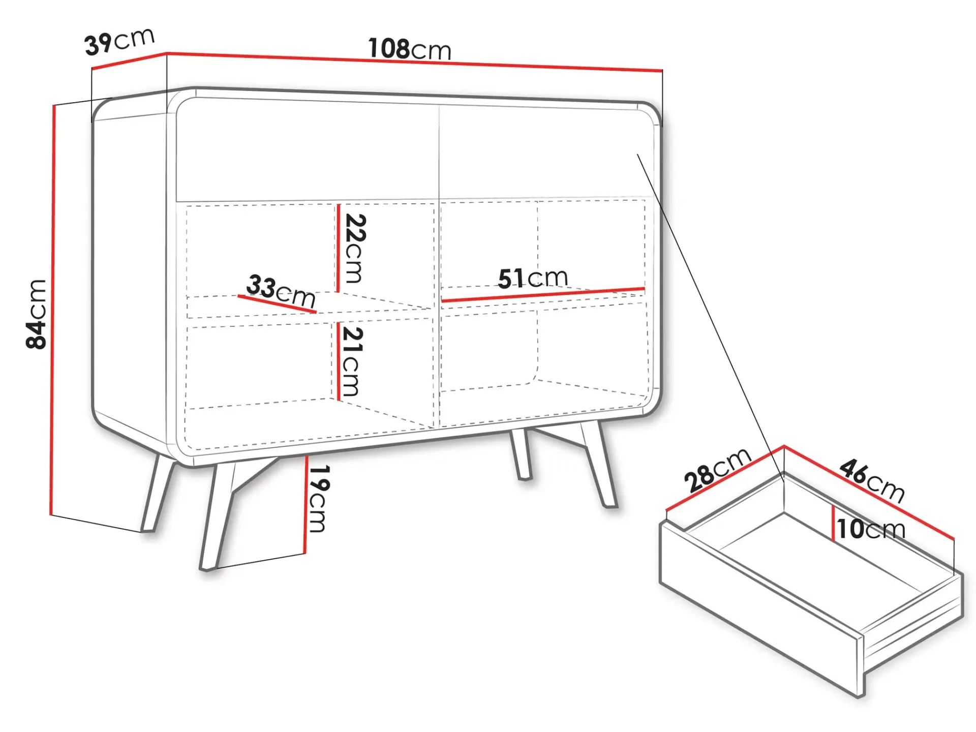 Skap|Oppbevaringsskap-Corvan Skjenk 108 cm brown