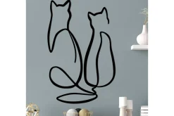 Skilt-Couple Cat Love Veggdekor Svart