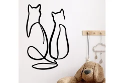 Skilt-Couple Cat Love Veggdekor Svart