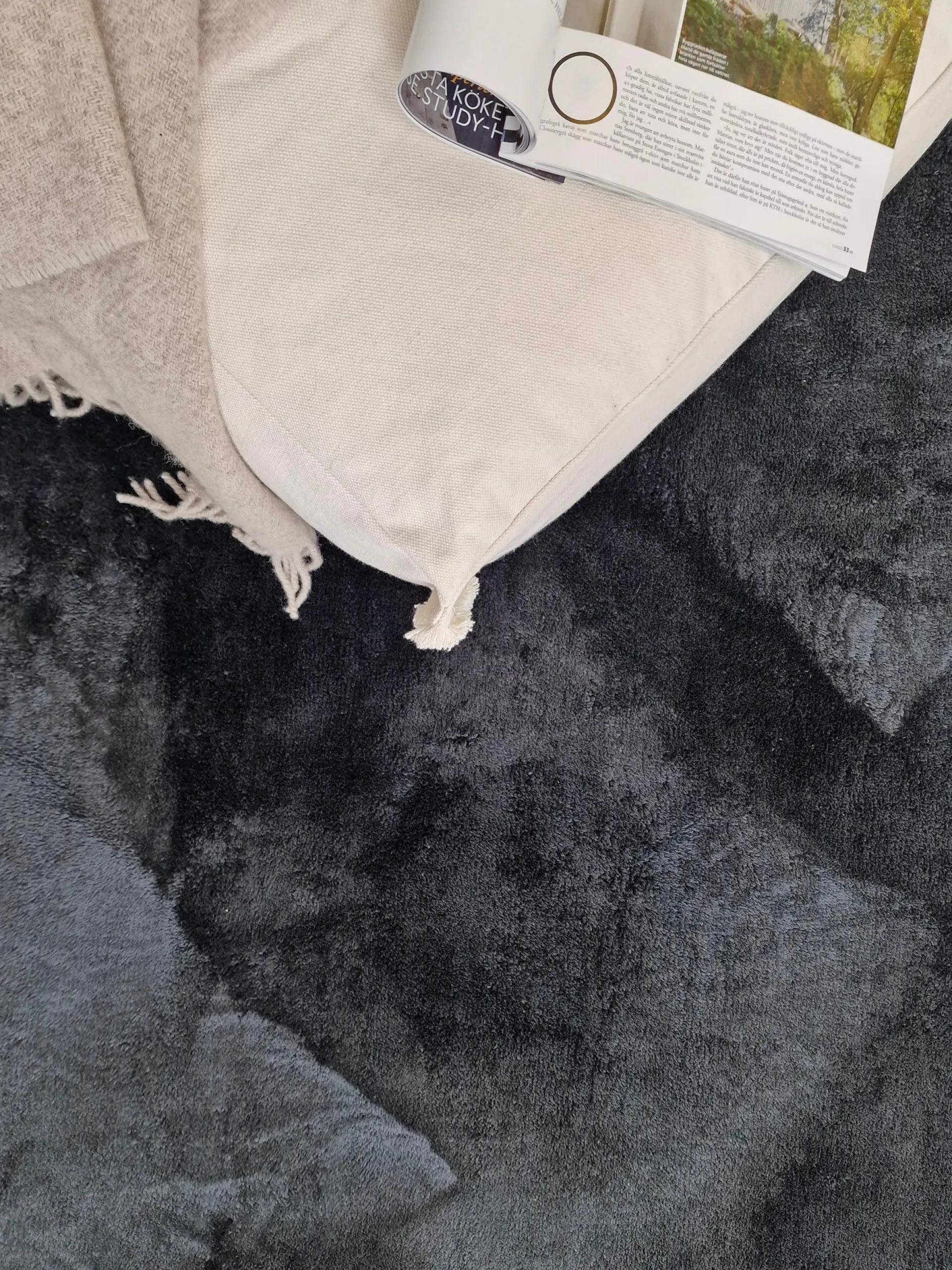 KM Home Moderne Tepper-Cozy Ryematte 110x160 cm Rektangulær Svart