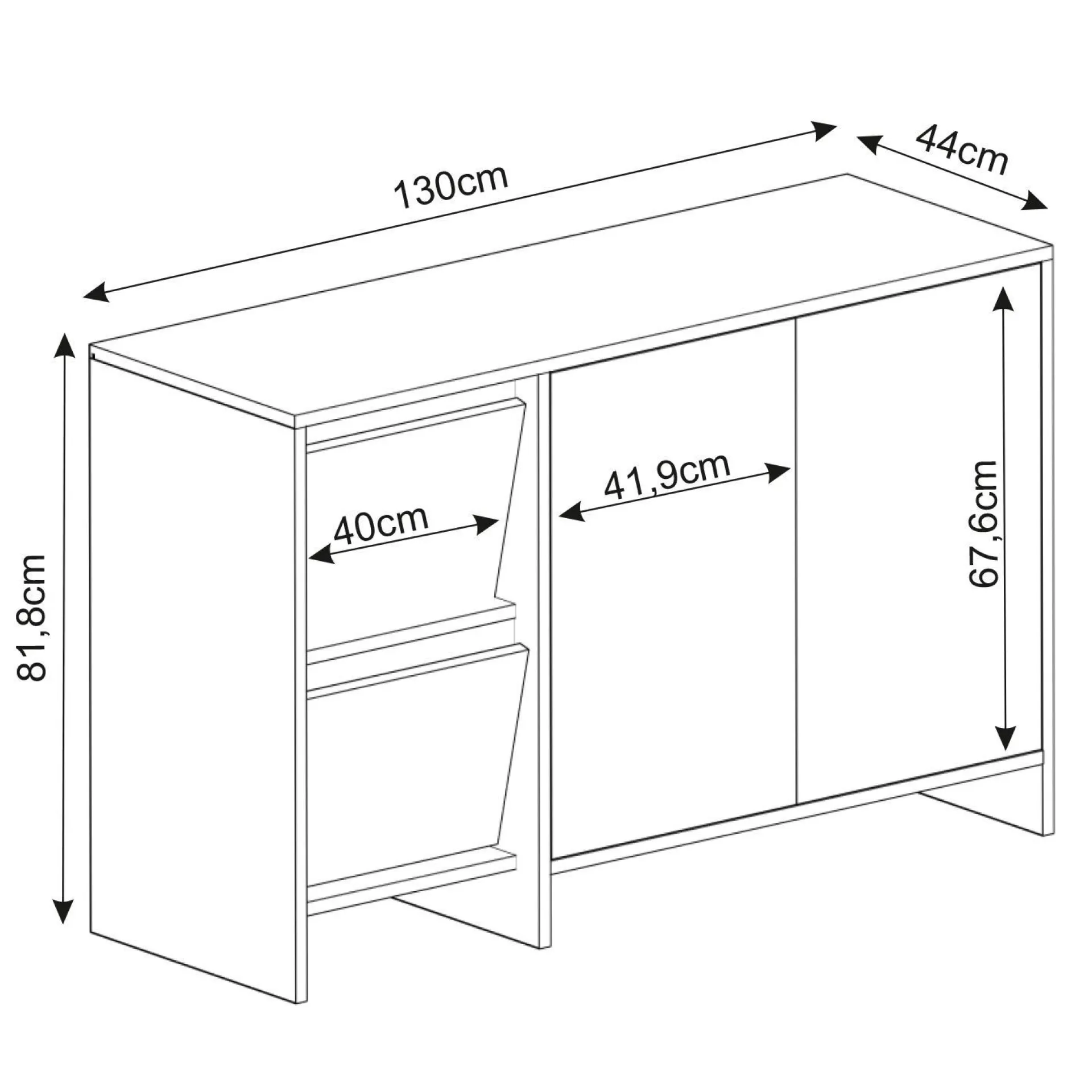 Sideboard & Skjenker-Crala Konsoll 130x81,8x44 cm Antrasitt