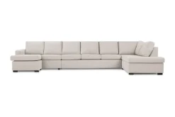 Basic Home U-Sofa-Crazy 6-seters Høyrevendt U-formet XX-Large Sofa med Divan og Sjeselong i Stoff Beige