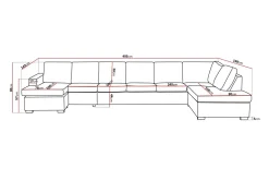 Basic Home U-Sofa-Crazy 6-seters Høyrevendt U-formet XX-Large Sofa med Divan og Sjeselong i Stoff Beige