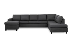 Basic Home U-Sofa-Crazy 5-seters Høyrevendt U-formet X-Large Sofa med Divan og Sjeselong i Stoff Mørkegrå