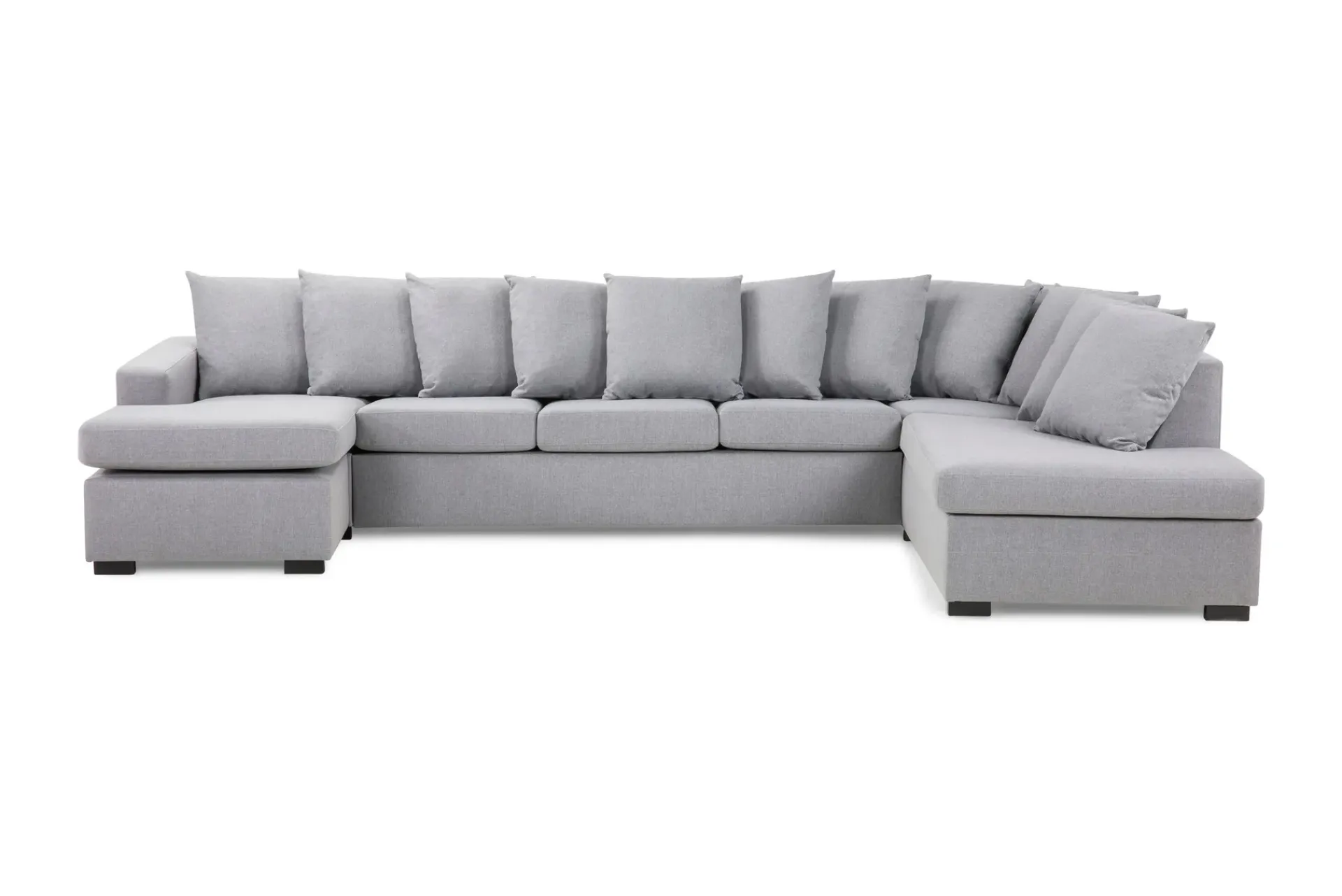 Basic Home Crazy 5-seters Høyrevendt U-formet X-Large Sofa med Divan og Sjeselong i Stoff inkl. Pynteputer