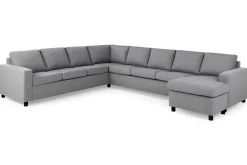 Basic Home Hjørnesofa-Crazy 7-seters Høyrevendt U-formet XX-Large Hjørnesofa med Divan i Stoff Grey