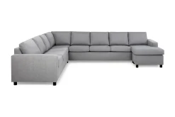 Basic Home Hjørnesofa-Crazy 7-seters Høyrevendt U-formet XX-Large Hjørnesofa med Divan i Stoff Grey
