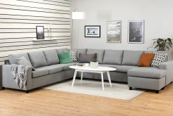 Basic Home Hjørnesofa-Crazy 7-seters Høyrevendt U-formet XX-Large Hjørnesofa med Divan i Stoff Grey