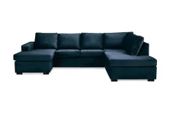 Basic Home Crazy 4-seters Høyrevendt U-formet Large Sofa med Divan og Sjeselong i Fløyel