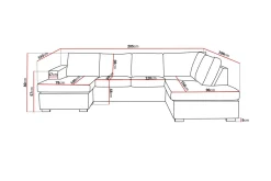 Basic Home Crazy 4-seters Høyrevendt U-formet Large Sofa med Divan og Sjeselong i Fløyel