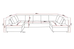 Basic Home Crazy 5-seters U-formet Sofa med Dobbel Sjeselong i Stoff