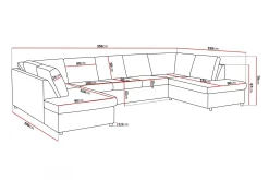 Basic Home Crazy 5-seters U-formet Sofa med Dobbel Sjeselong i Stoff