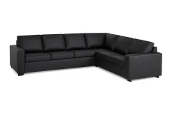 Basic Home Sofa Med Sjeselong-Crazy 5-seters Vendbar L-formet Large Hjørnesofa i Kunstlær Svart