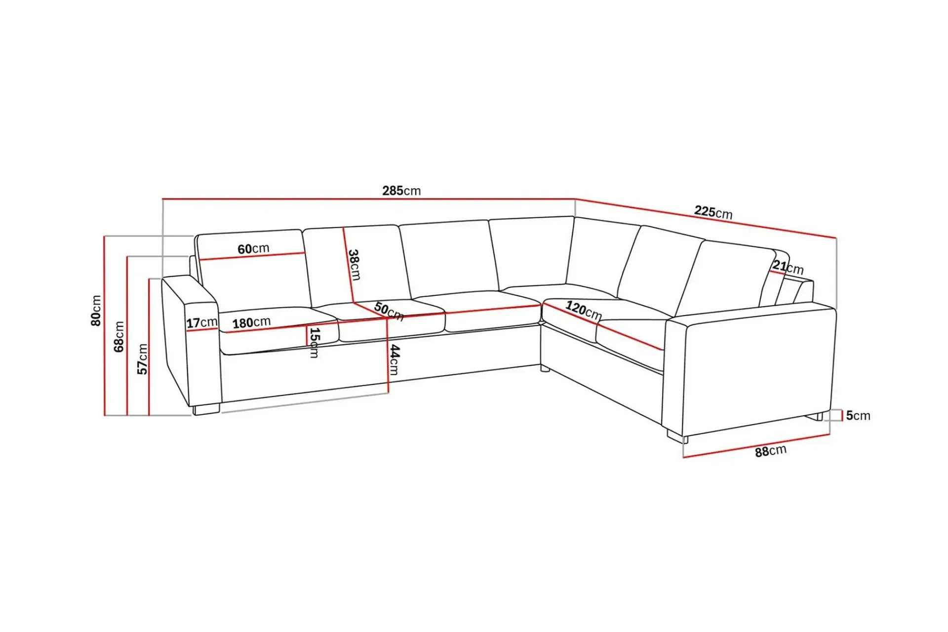 Basic Home Sofa Med Sjeselong-Crazy 5-seters Vendbar L-formet Large Hjørnesofa i Kunstlær Svart