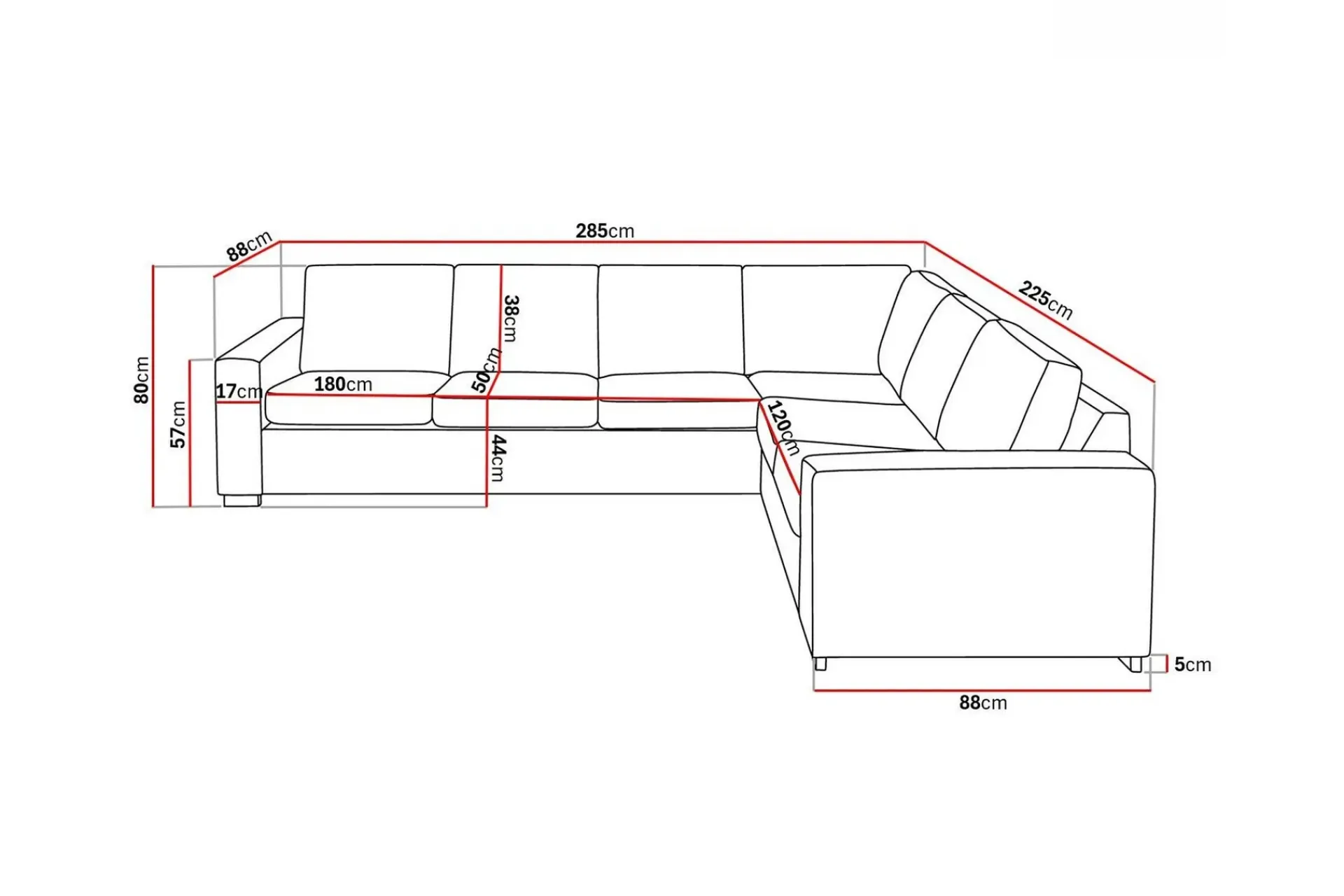 Basic Home Sofa Med Sjeselong-Crazy 5-seters Vendbar L-formet Large Hjørnesofa i Kunstlær Svart