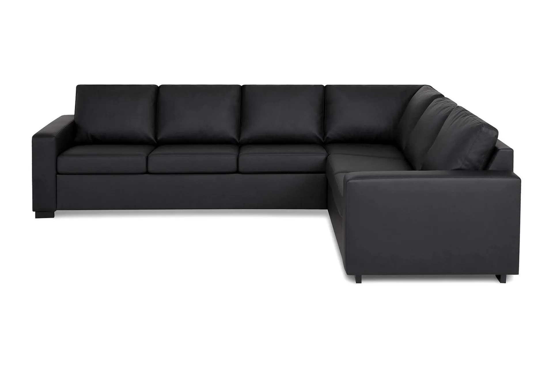 Basic Home Sofa Med Sjeselong-Crazy 5-seters Vendbar L-formet Large Hjørnesofa i Kunstlær Svart