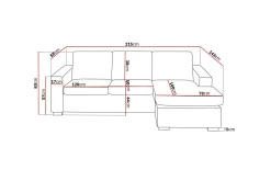 Basic Home Crazy 3-seters Vendbar L-formet Sjeselongsofa i Stoff