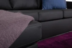 Basic Home Sofa Med Sjeselong-Crazy 4-seters Vendbar L-formet Sjeselongsofa i Kunstlær Svart