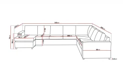 Basic Home Crazy 7-seters Vendbar U-formet XX-Large Hjørnesofa med Divan i Stoff