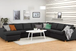 Basic Home Hjørnesofa-Crazy 7-seters Vendbar U-formet XX-Large Hjørnesofa med Divan i Stoff Grey