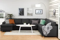 Basic Home Hjørnesofa-Crazy 7-seters Vendbar U-formet XX-Large Hjørnesofa med Divan i Stoff Grey