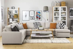 Basic Home 2 Seter Sofa|Sofa Med Sjeselong-Crazy 7-seters Vendbar U-formet XX-Large Hjørnesofa med Divan i Stoff Beige