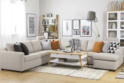 Basic Home 2 Seter Sofa|Sofa Med Sjeselong-Crazy 7-seters Vendbar U-formet XX-Large Hjørnesofa med Divan i Stoff Beige
