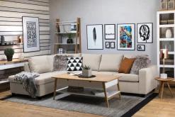 Basic Home Sofa Med Sjeselong-Crazy 4-seters Venstrevendt L-formet Sjeselongsofa i Stoff Beige