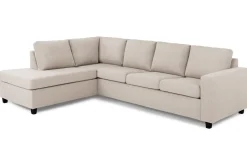 Basic Home Sofa Med Sjeselong-Crazy 4-seters Venstrevendt L-formet Sjeselongsofa i Stoff Beige