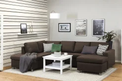 Basic Home Crazy 4-seters Venstrevendt U-formet Large Sofa med Divan og Sjeselong i Stoff