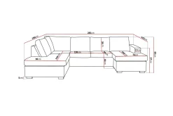 Basic Home Crazy 4-seters Venstrevendt U-formet Large Sofa med Divan og Sjeselong i Stoff