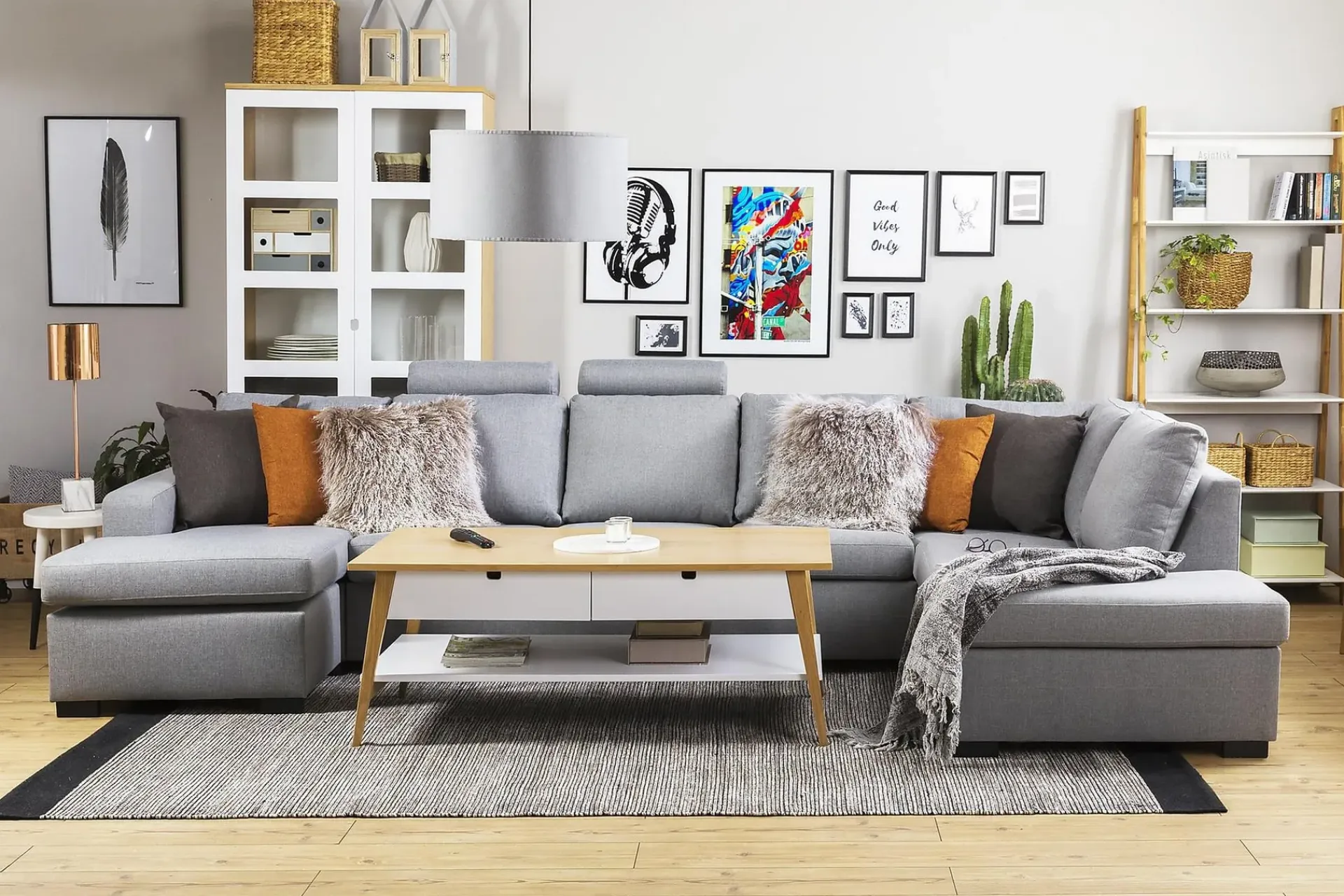 Basic Home 2 Seter Sofa|Sofa Med Sjeselong-Crazy 5-seters Venstrevendt U-formet X-Large Sofa med Divan og Sjeselong i Stoff Grey