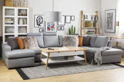 Basic Home 2 Seter Sofa|Sofa Med Sjeselong-Crazy 5-seters Venstrevendt U-formet X-Large Sofa med Divan og Sjeselong i Stoff Grey