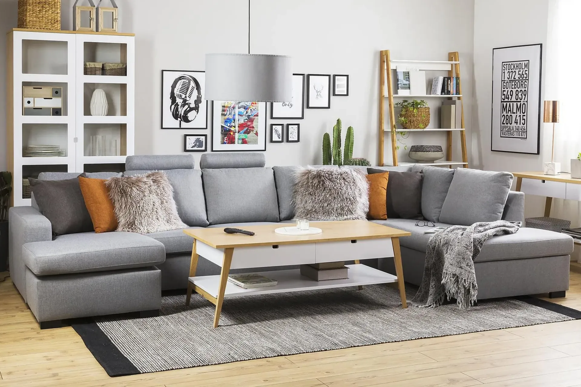 Basic Home 2 Seter Sofa|Sofa Med Sjeselong-Crazy 5-seters Venstrevendt U-formet X-Large Sofa med Divan og Sjeselong i Stoff Grey