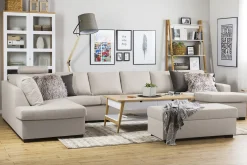 Basic Home 2 Seter Sofa|Sofa Med Sjeselong-Crazy 6-seters Venstrevendt U-formet XX-Large Sofa med Divan og Sjeselong i Stoff Beige