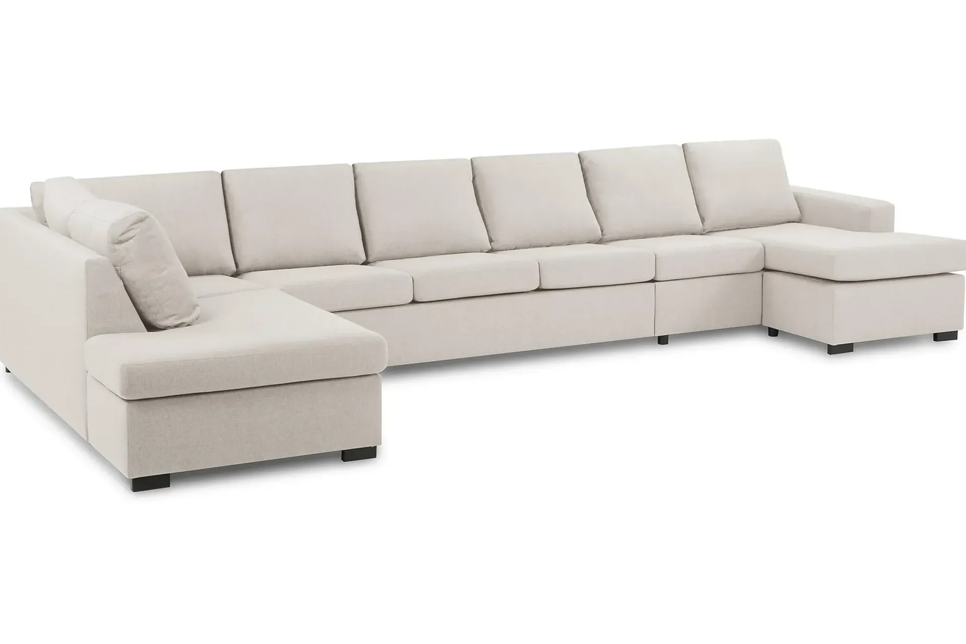 Basic Home 2 Seter Sofa|Sofa Med Sjeselong-Crazy 6-seters Venstrevendt U-formet XX-Large Sofa med Divan og Sjeselong i Stoff Beige
