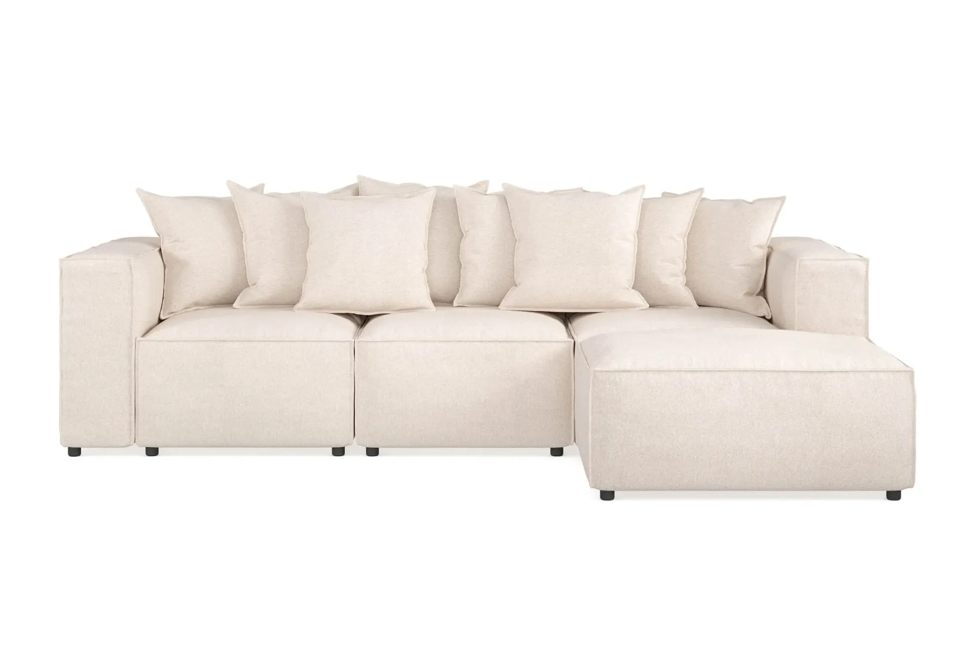 Andrarum Sofa Med Sjeselong-Cubo 4-seters Dyp Modulsofa med Divan i Stoff Beige