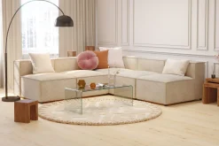 Andrarum Hjørnesofa-Cubo 5-seters L-formet Dyp Modulhjørnesofa i Manchester Beige
