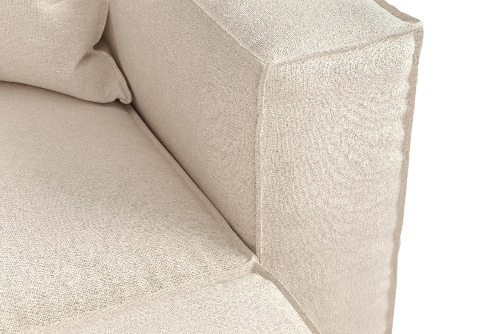 Andrarum Sofa Med Sjeselong-Cubo 4-seters L-formet Dyp Modulsofa med Divan i Stoff Beige