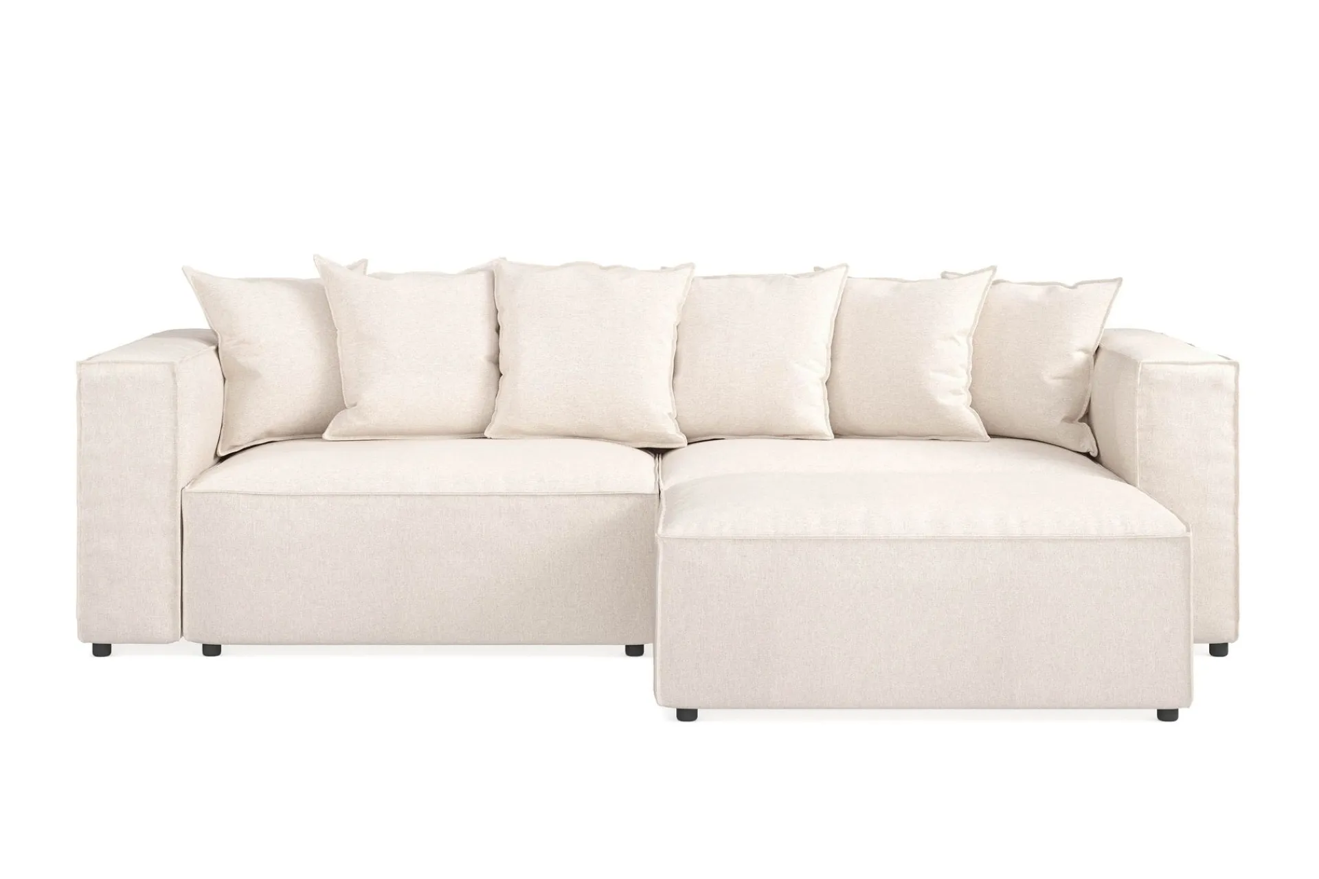 Andrarum Sofa Med Sjeselong-Cubo 4-seters L-formet Dyp Modulsofa med Divan i Stoff Beige