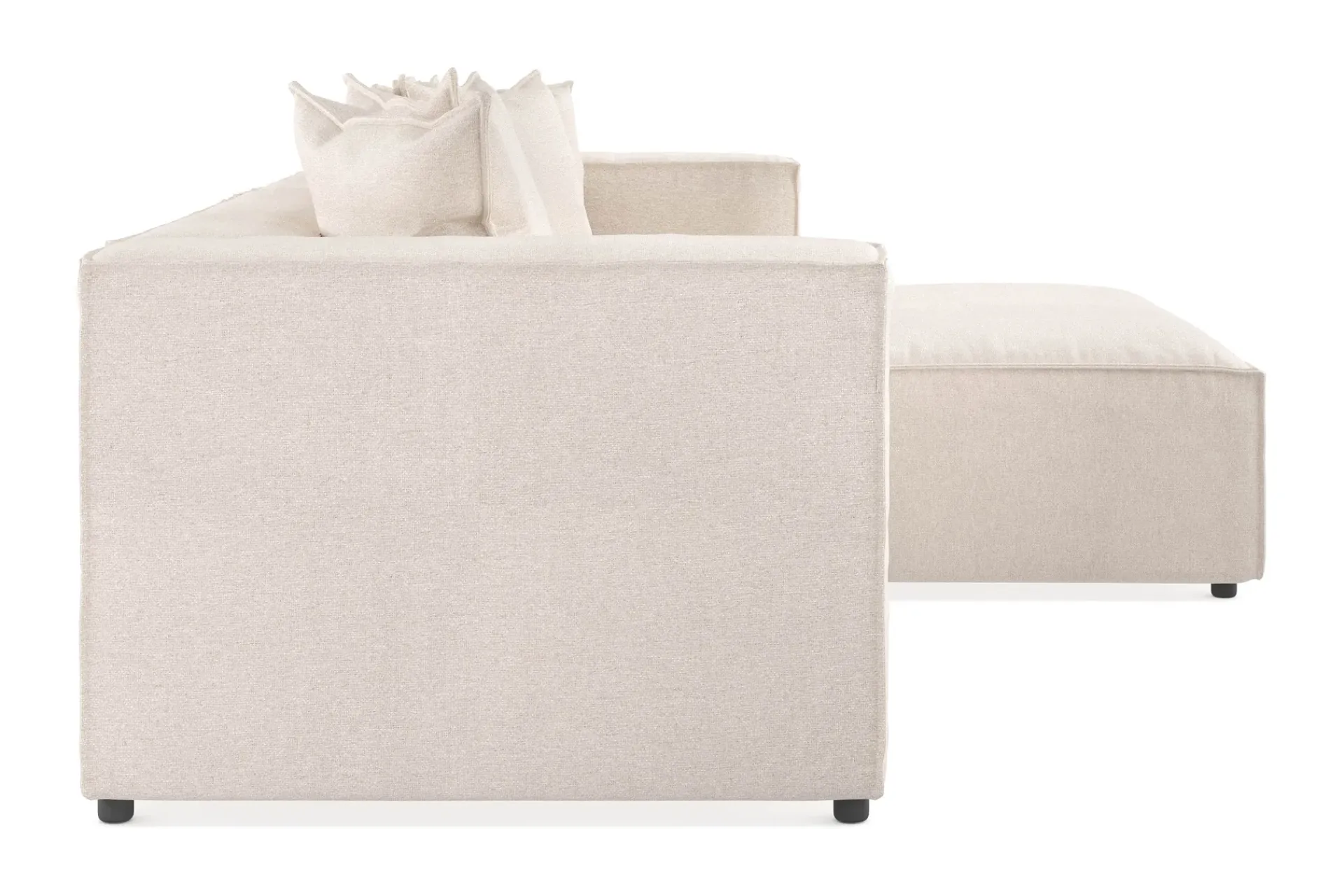 Andrarum Sofa Med Sjeselong-Cubo 4-seters L-formet Dyp Modulsofa med Divan i Stoff Beige