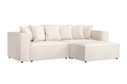 Andrarum Sofa Med Sjeselong-Cubo 4-seters L-formet Dyp Modulsofa med Divan i Stoff Beige