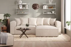 Andrarum Sofa Med Sjeselong-Cubo 4-seters L-formet Dyp Modulsofa med Divan i Manchester Beige