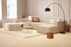 Andrarum U-Sofa-Cubo 5-seters U-formet Dyp Modulsofa med Divan og Sjeselong i Manchester Beige
