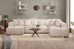 Andrarum U-Sofa-Cubo 5-seters U-formet Dyp Modulsofa med Divan og Sjeselong i Manchester Beige