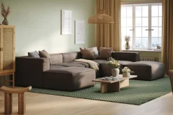 Andrarum U-Sofa-Cubo 5-seters U-formet Dyp Modulsofa med Divan og Sjeselong i Fløyel Grey