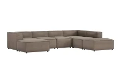 Andrarum U-Sofa-Cubo 5-seters U-formet Dyp Modulsofa med Divan og Sjeselong i Fløyel Grey